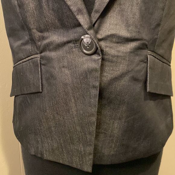 Willi Smith Casual Vest Medium Pockets Dark Navy Single Large Button-Up - Picture 2 of 6